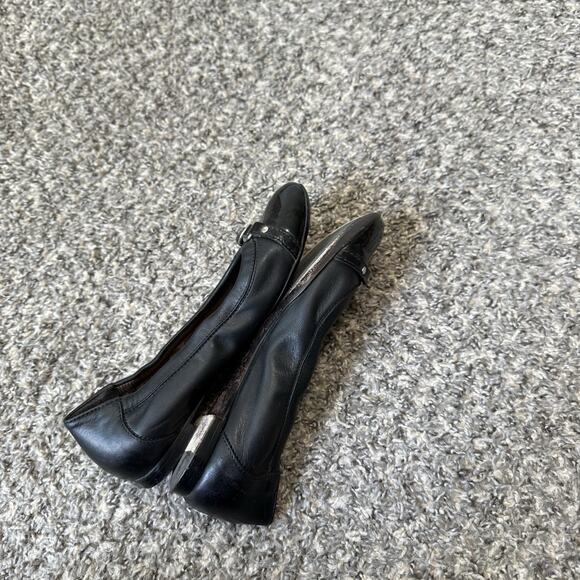 AGL Attilio Giusti Leombruni Leather Black Ballet Shoe Flats 36.5 US 6.5 Cap Toe - Picture 7 of 9